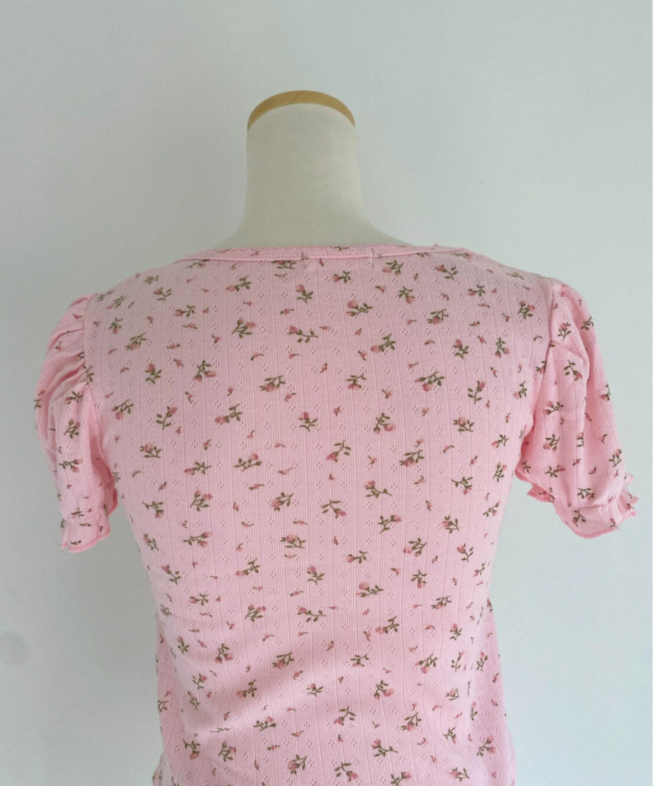 ＜SL2222721＞　小花柄パフスリーブTOPS
