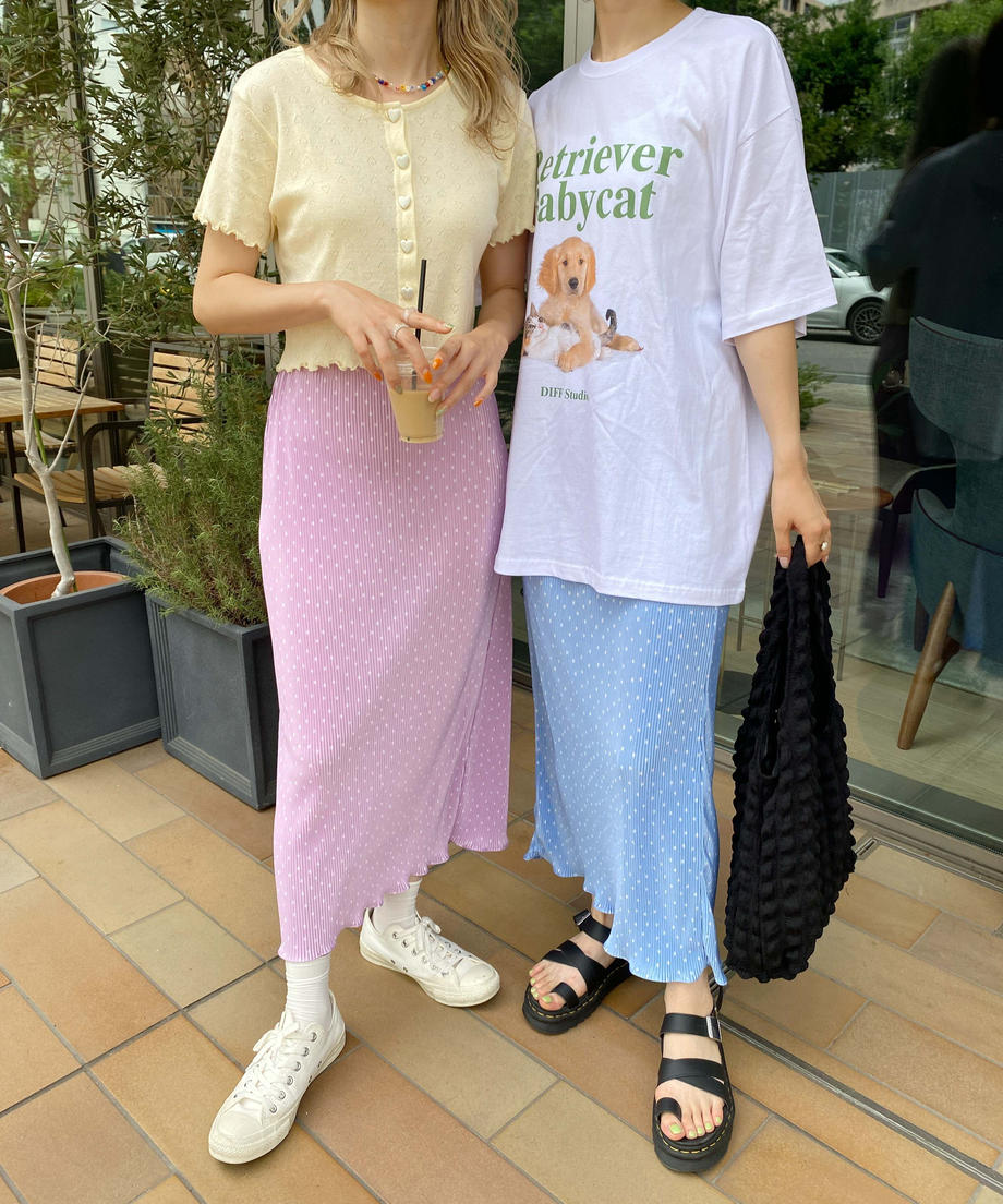 ※残りわずか! ＜SL2222789＞　ドットプリーツロングスカート