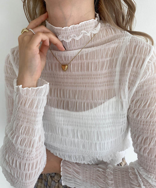 ＜SL2224608＞　メロウハイネックシャーリングシアーTOPS