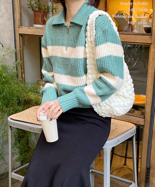 ＜SL2231609＞　marine border zip knit