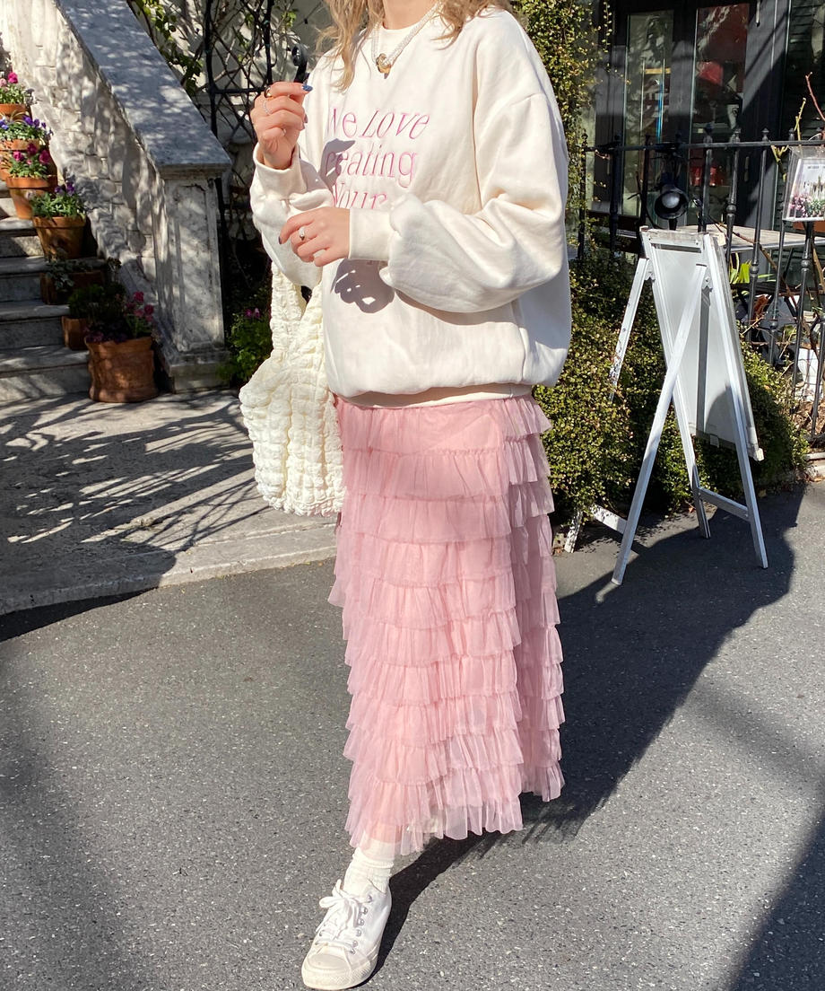 ＜SL2231646＞　フリルチュールボリュームロングスカート