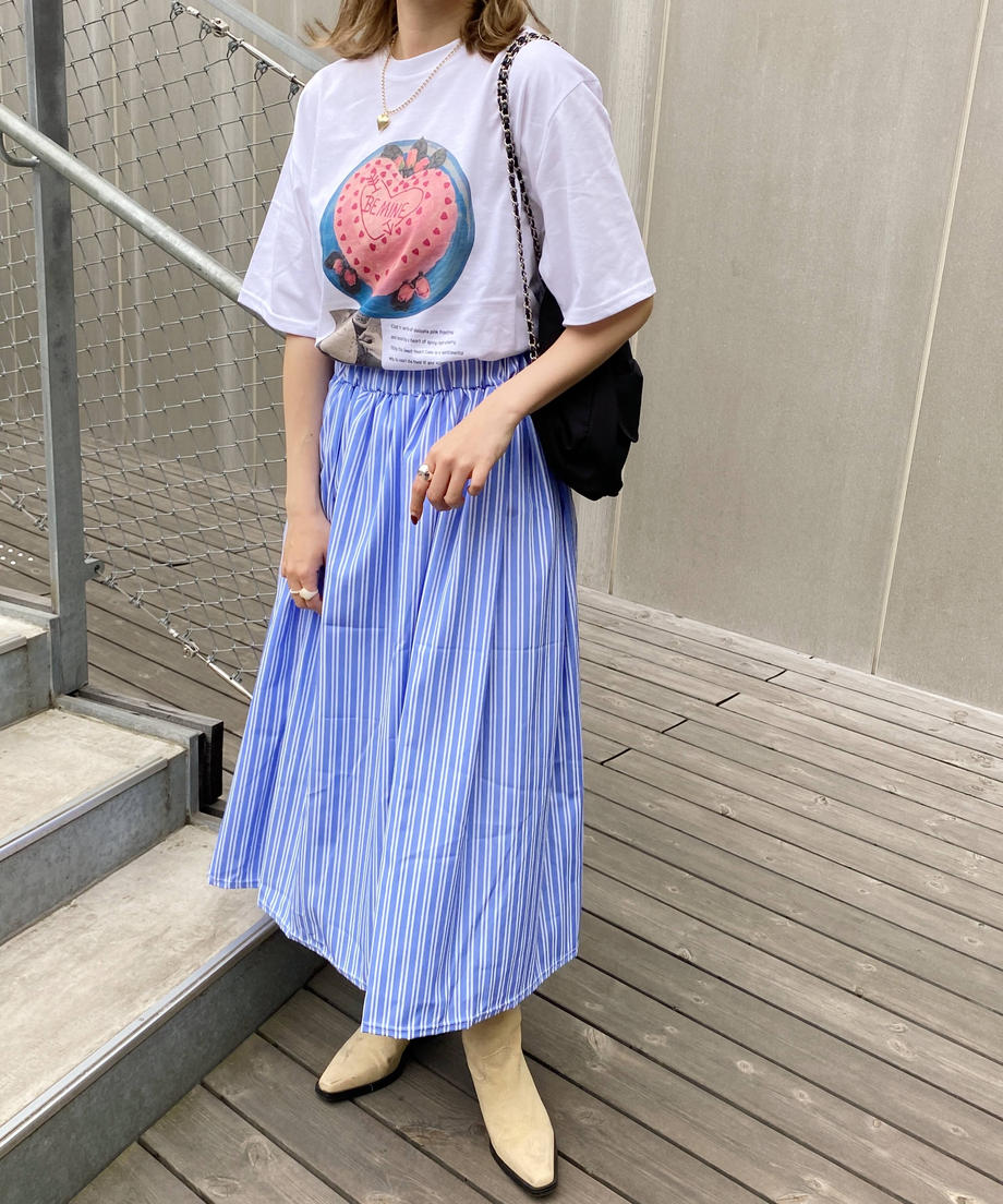 ＜SL2231691＞　stripe volume skirt