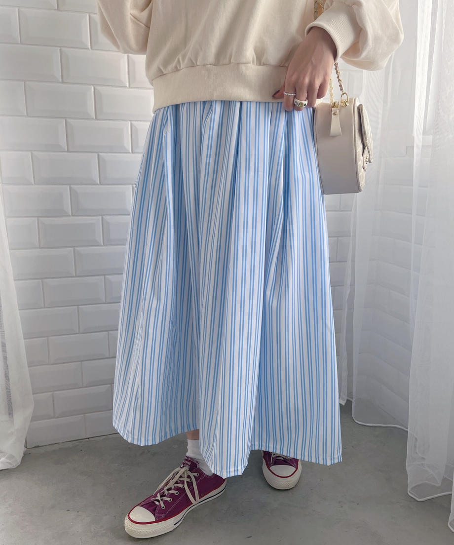 ＜SL2231691＞　stripe volume skirt