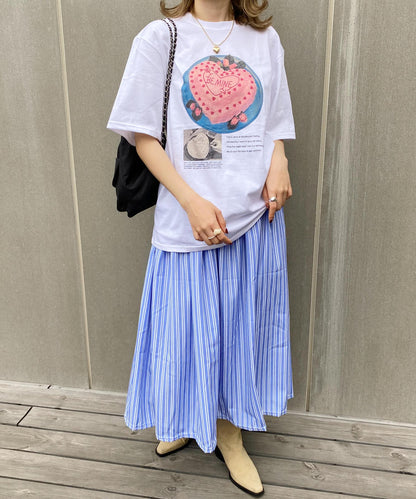 ＜SL2231691＞　stripe volume skirt