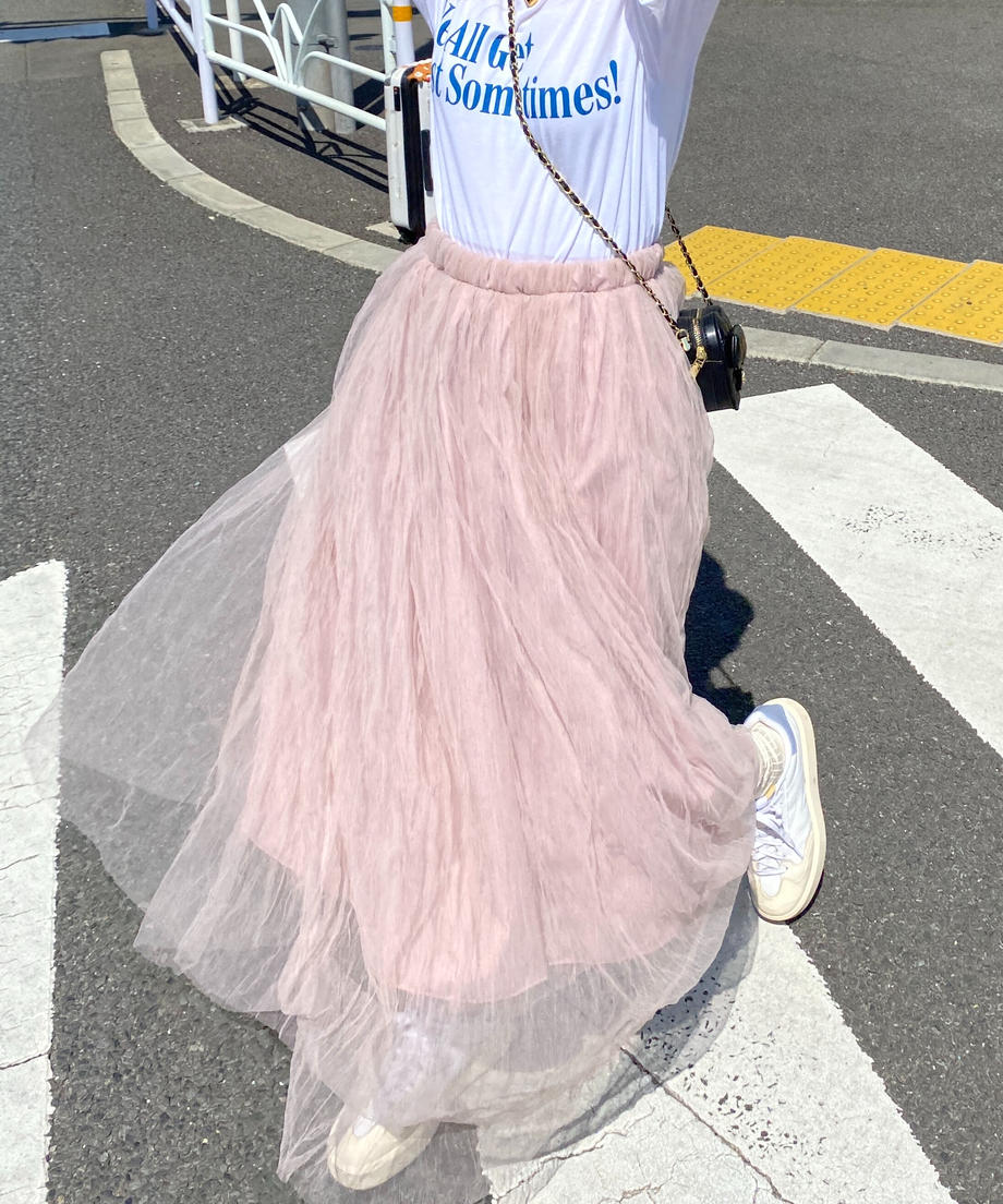 ＜SL2231700＞　volume tulle long skirt
