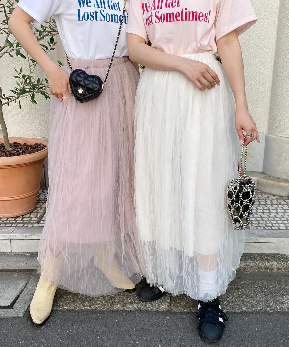 ＜SL2231700＞　volume tulle long skirt