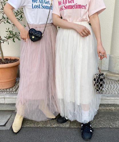＜SL2231700＞　volume tulle long skirt