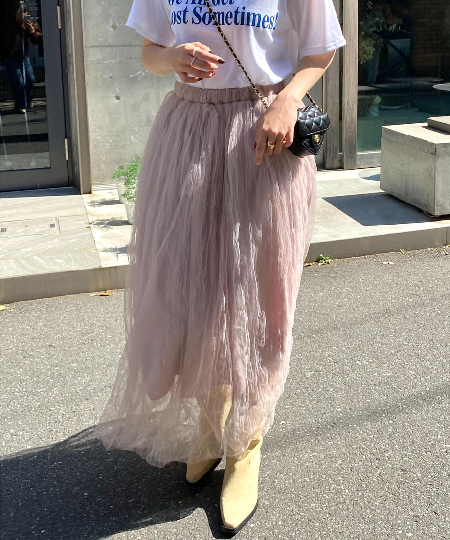 ＜SL2231700＞　volume tulle long skirt