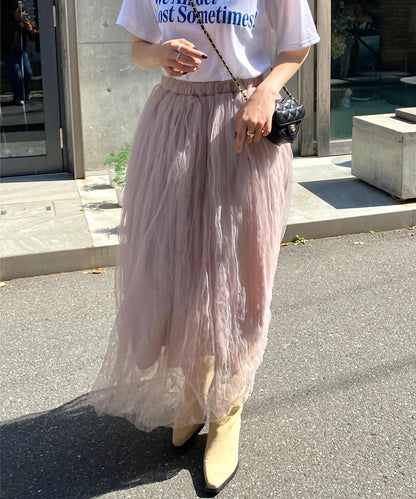 ＜SL2231700＞　volume tulle long skirt