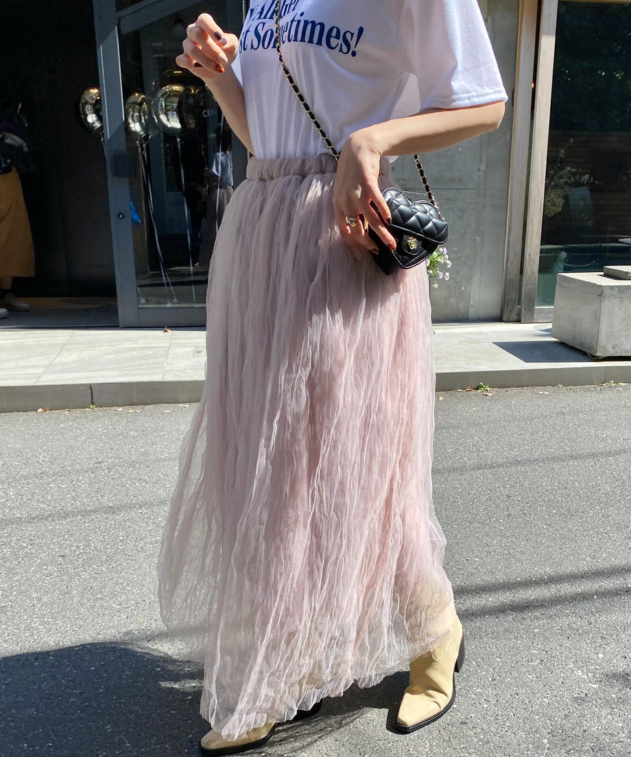 ＜SL2231700＞　volume tulle long skirt