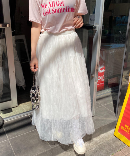 ＜SL2231700＞　volume tulle long skirt