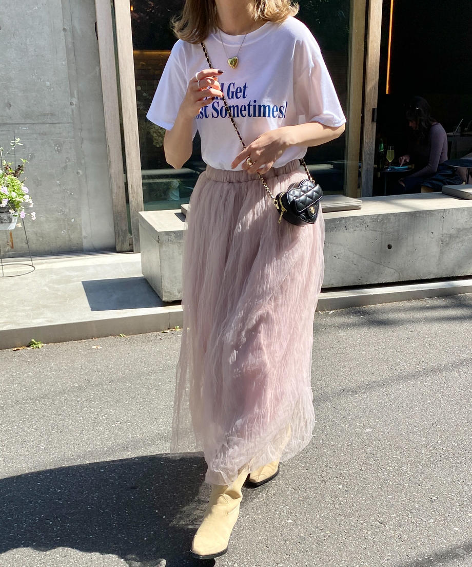 ＜SL2231700＞　volume tulle long skirt