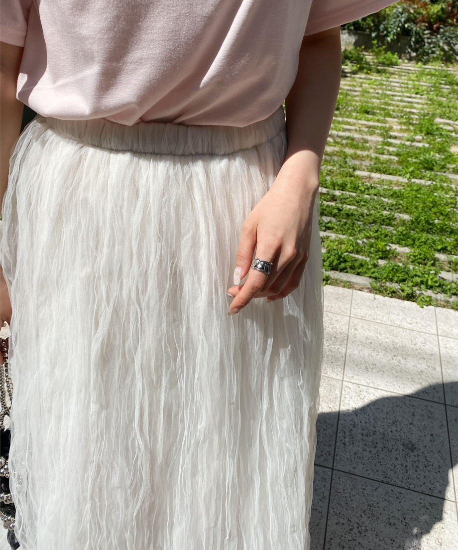 ＜SL2231700＞　volume tulle long skirt