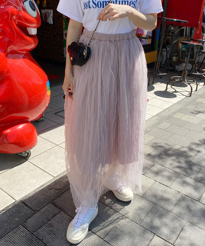 ＜SL2231700＞　volume tulle long skirt