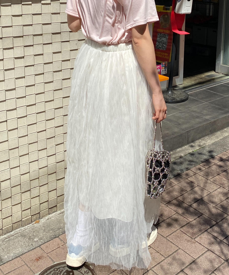 ＜SL2231700＞　volume tulle long skirt