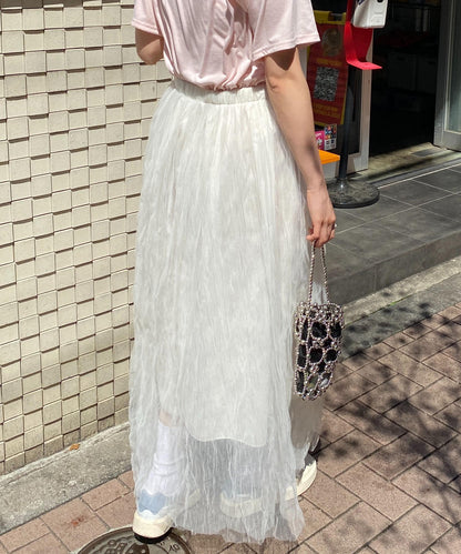 ＜SL2231700＞　volume tulle long skirt