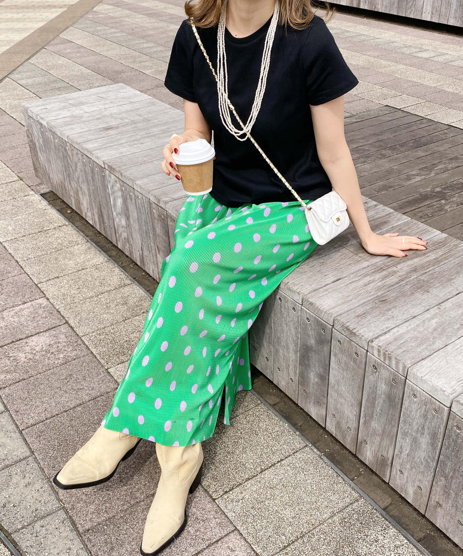 ♥＜SL2231705＞　pleats dot long skirt