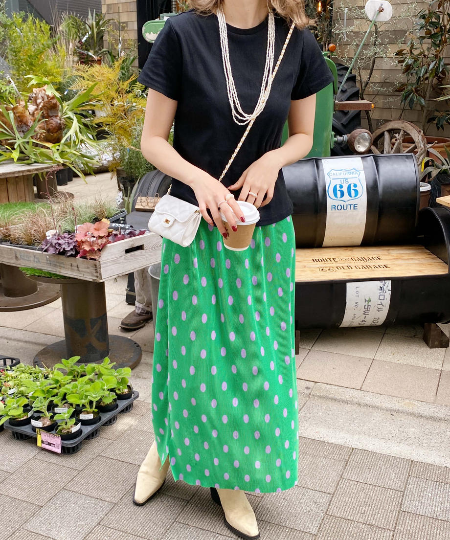 ♥＜SL2231705＞　pleats dot long skirt