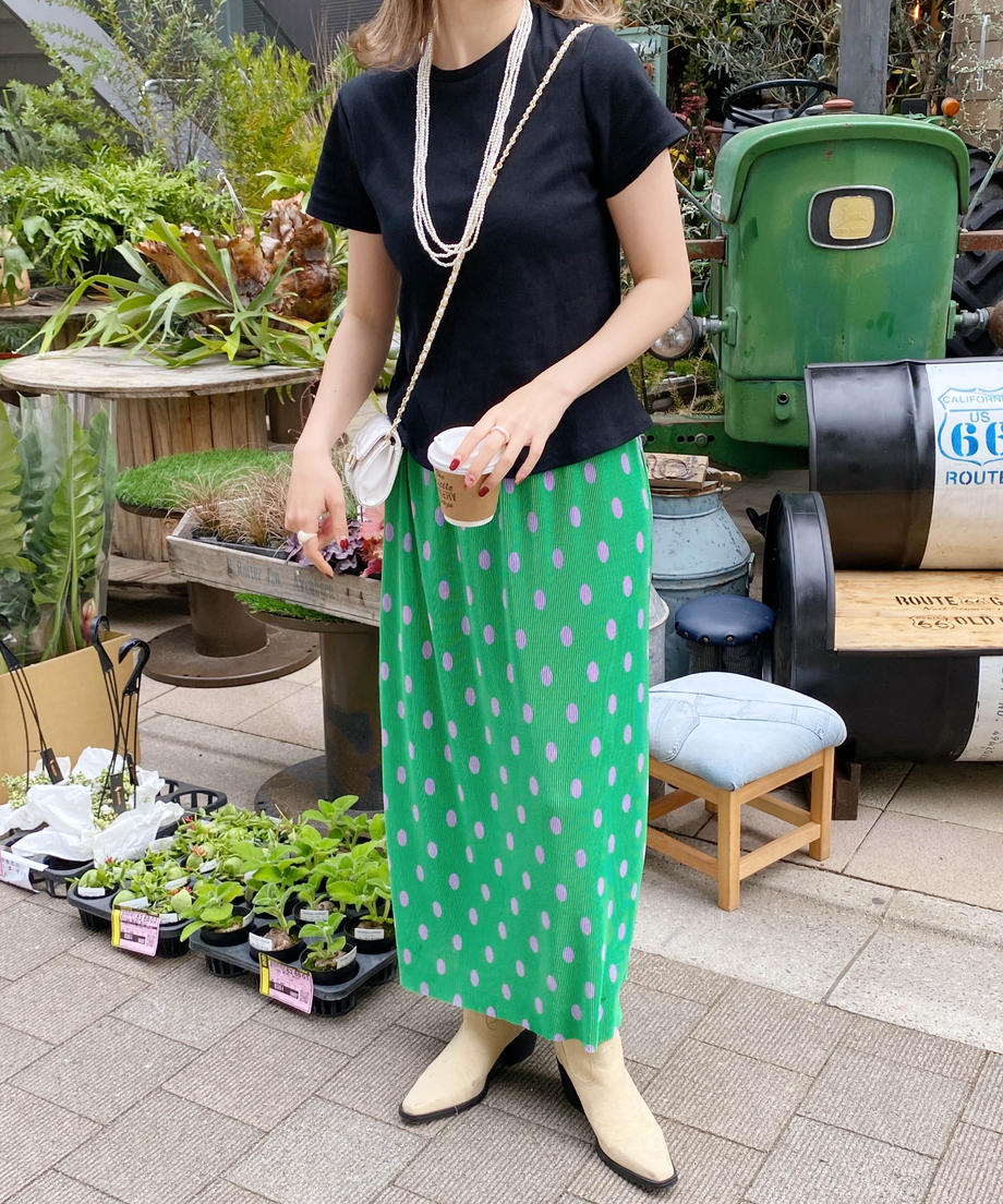 ♥＜SL2231705＞　pleats dot long skirt