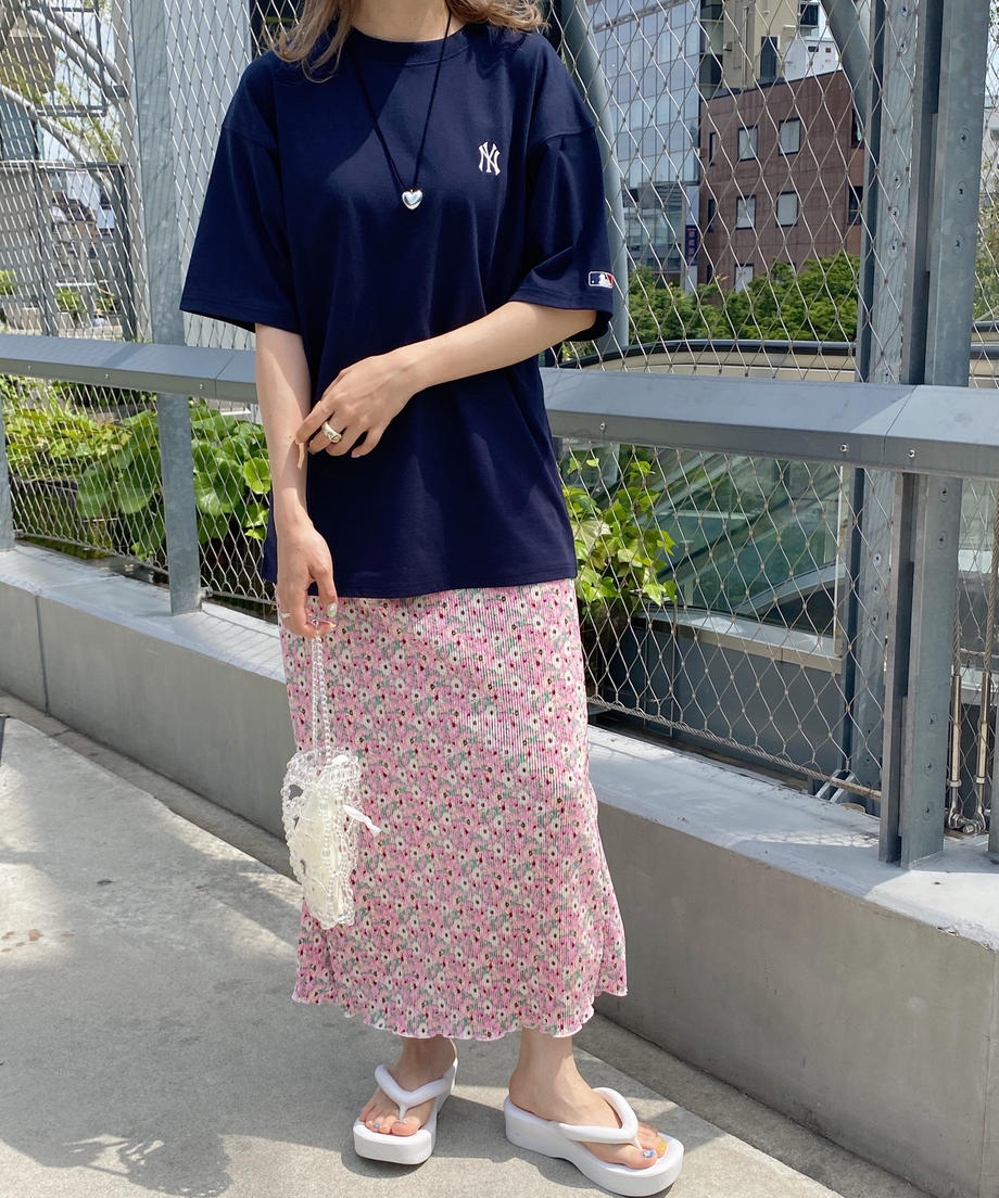 ＜SL2232721＞　フラワープリーツロングスカート