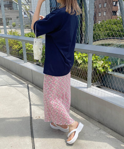 ＜SL2232721＞　フラワープリーツロングスカート