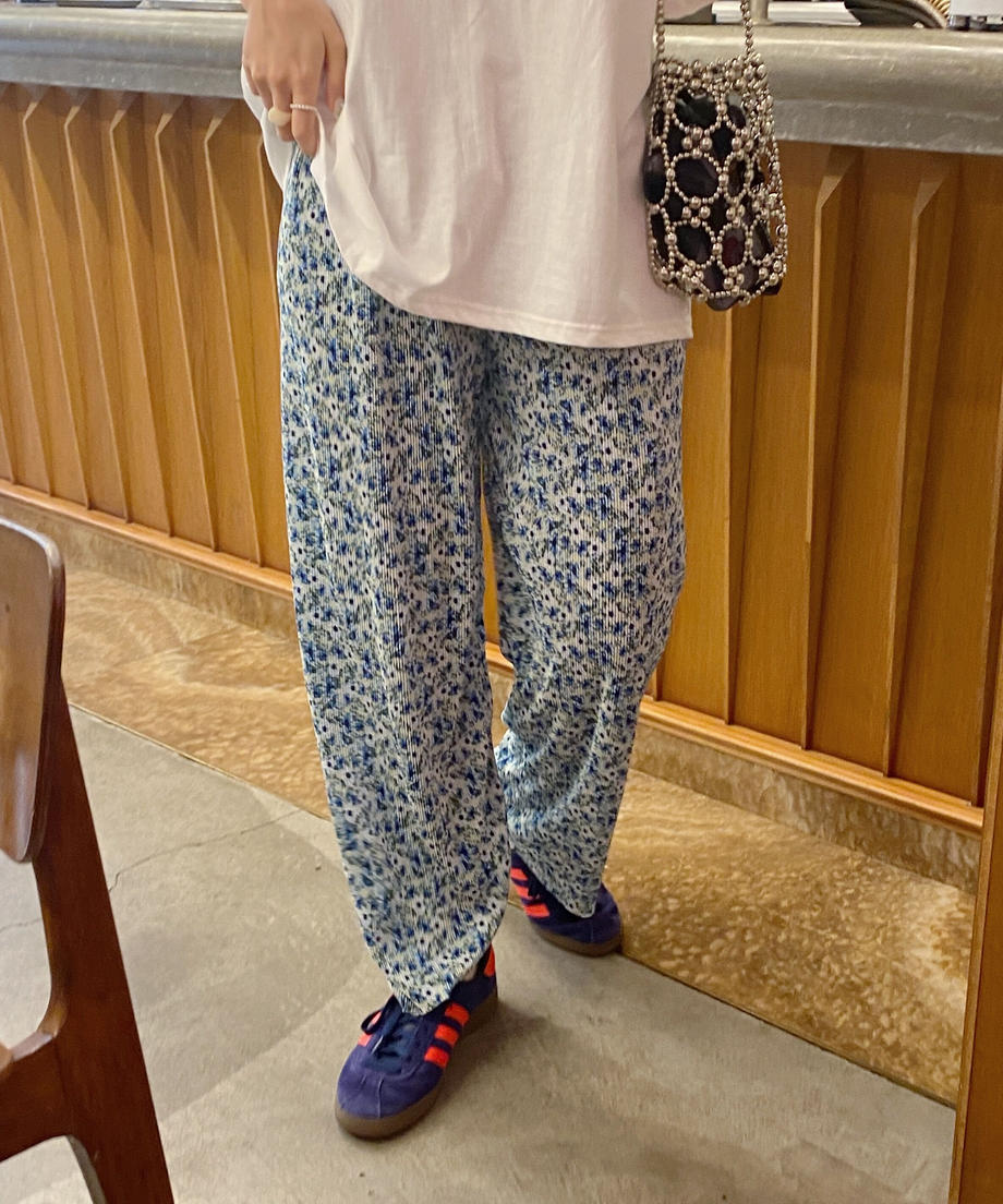 ＜SL2232729＞　フラワープリーツワイドパンツ