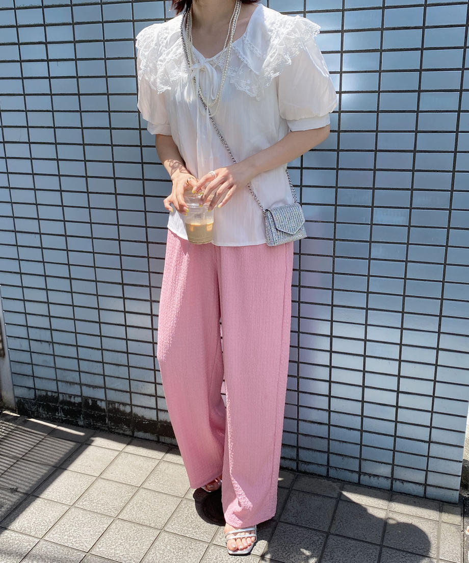 ＜SL2232742＞　レースカラーリボンブラウス