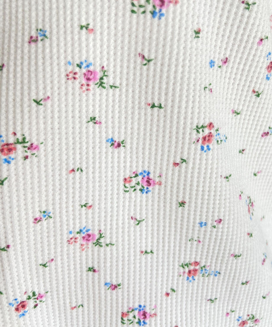 ＜SL2232749＞　レトロフラワーワッフルフリルレースTシャツ