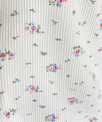 ＜SL2232749＞　レトロフラワーワッフルフリルレースTシャツ