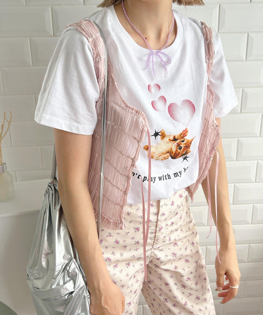 ＜SL2233613＞　ネコハートTシャツ